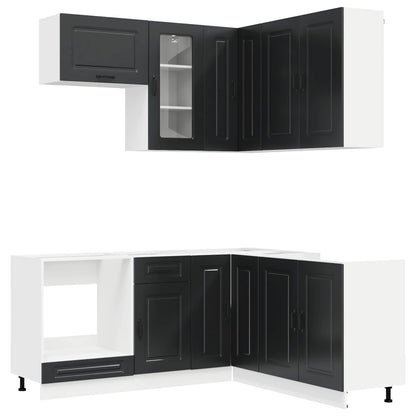 Kitchen Unit KALMAR 8 pcs Black Engineered Wood