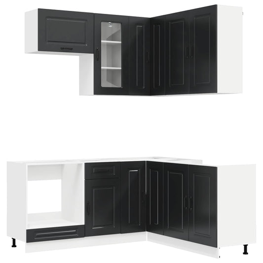 Kitchen Unit KALMAR 8 pcs Black Engineered Wood