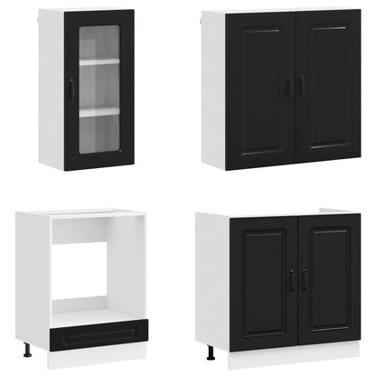 Kitchen Unit KALMAR 8 pcs Black Engineered Wood