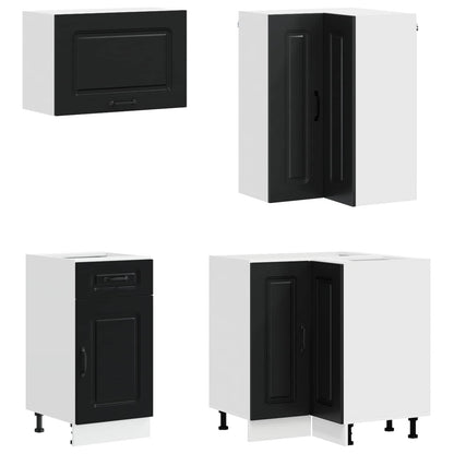 Kitchen Unit KALMAR 8 pcs Black Engineered Wood