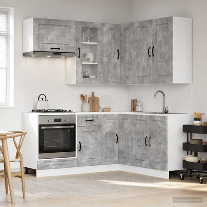 Kitchen Unit KALMAR 8 pcs Concrete Grey Engineered Wood