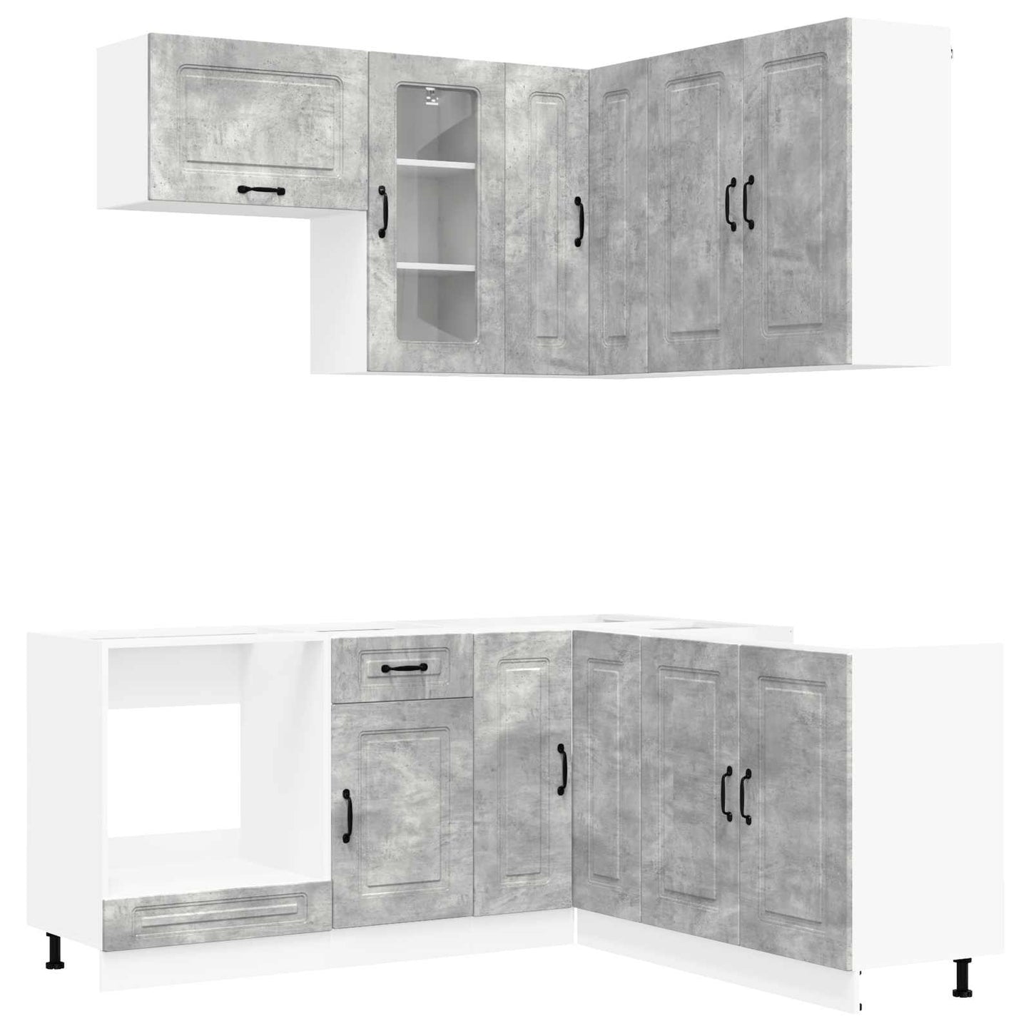 Kitchen Unit KALMAR 8 pcs Concrete Grey Engineered Wood