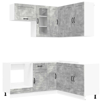 Kitchen Unit KALMAR 8 pcs Concrete Grey Engineered Wood