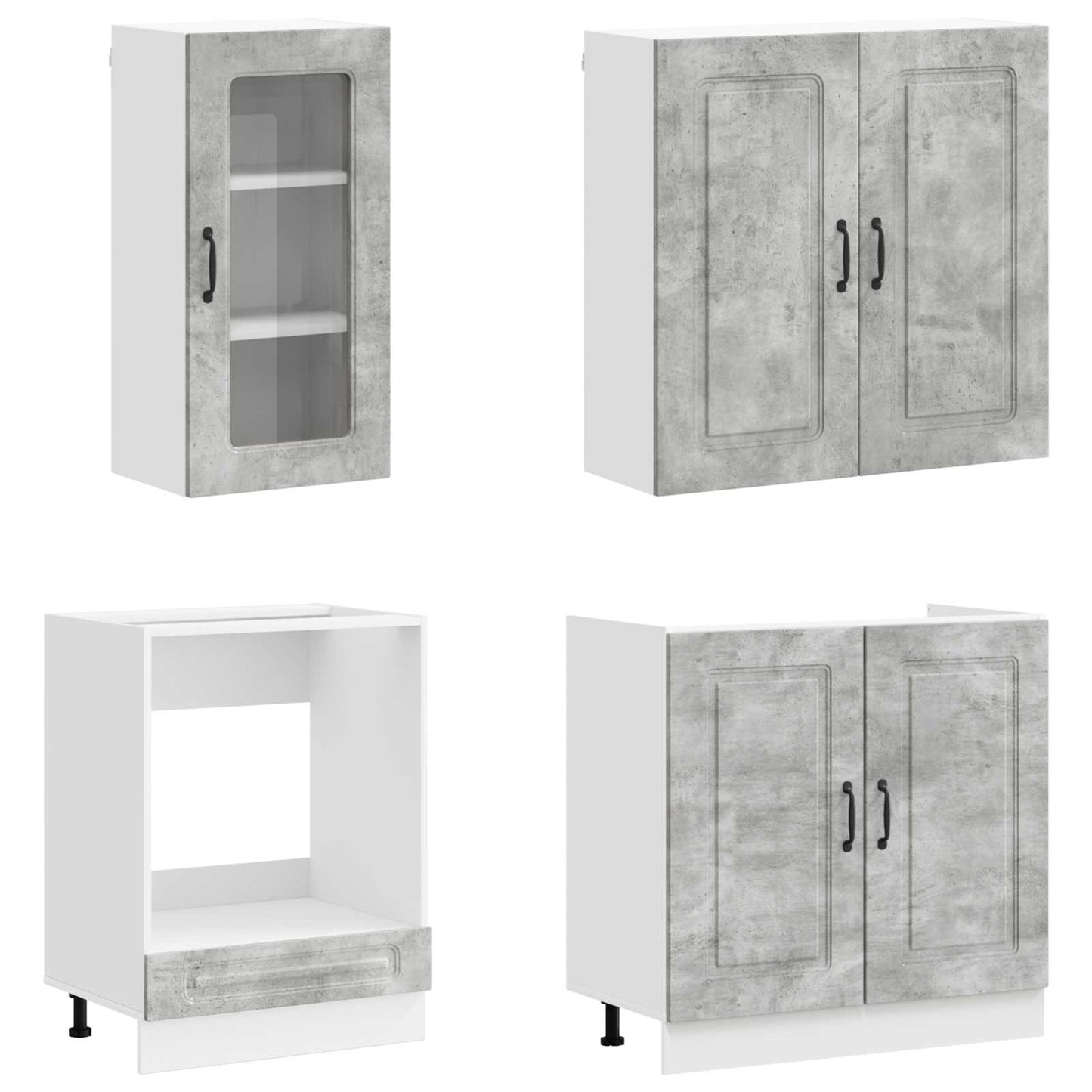 Kitchen Unit KALMAR 8 pcs Concrete Grey Engineered Wood