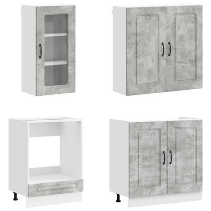 Kitchen Unit KALMAR 8 pcs Concrete Grey Engineered Wood