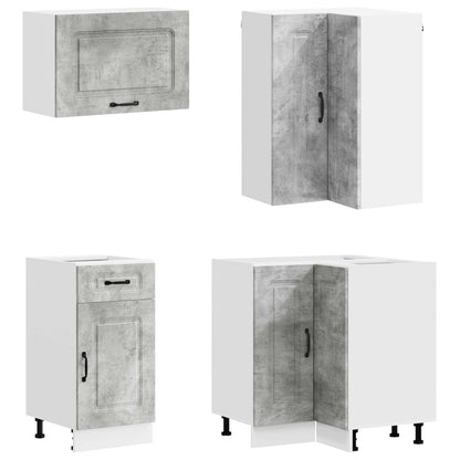 Kitchen Unit KALMAR 8 pcs Concrete Grey Engineered Wood