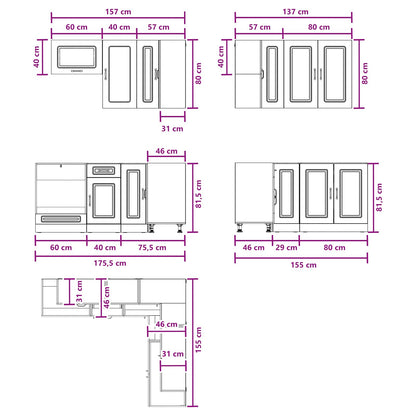 Kitchen Unit KALMAR 8 pcs Concrete Grey Engineered Wood