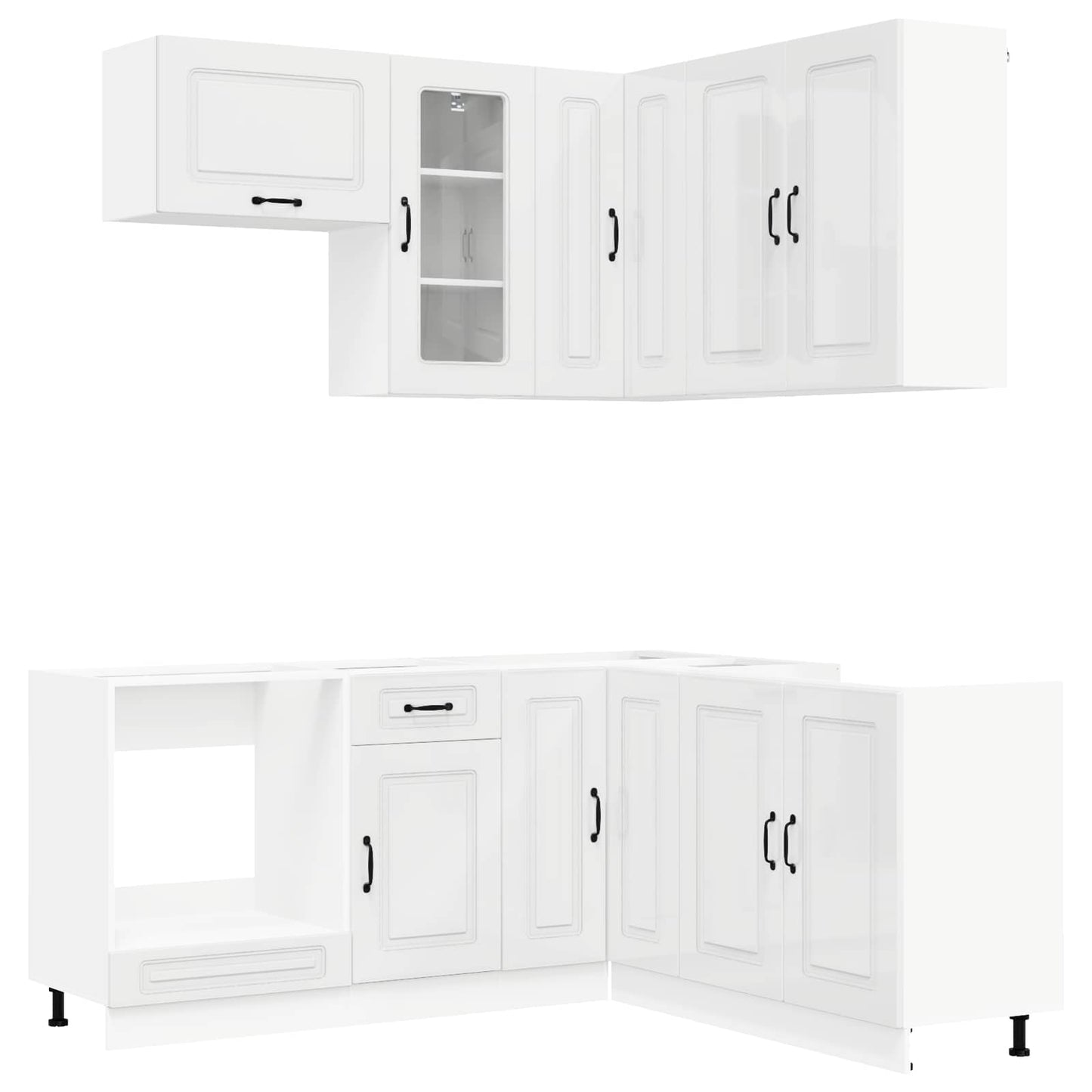 Kitchen Unit KALMAR 8 pcs High Gloss White Engineered Wood