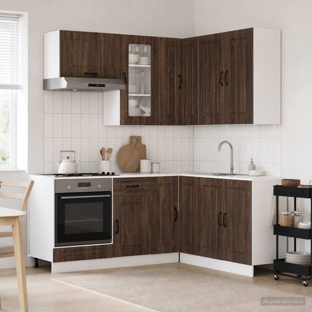 Kitchen Unit KALMAR 8 pcs Brown Oak Engineered Wood