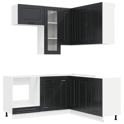 Kitchen Unit KALMAR 8 pcs Black Engineered Wood