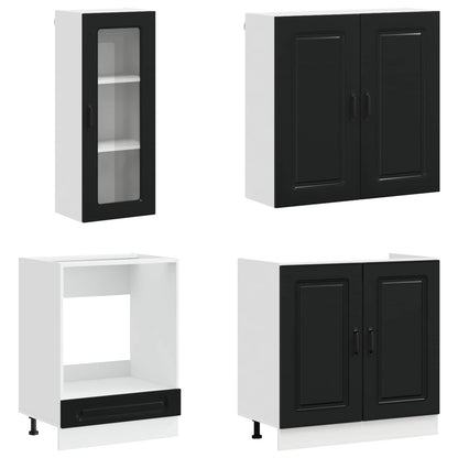 Kitchen Unit KALMAR 8 pcs Black Engineered Wood