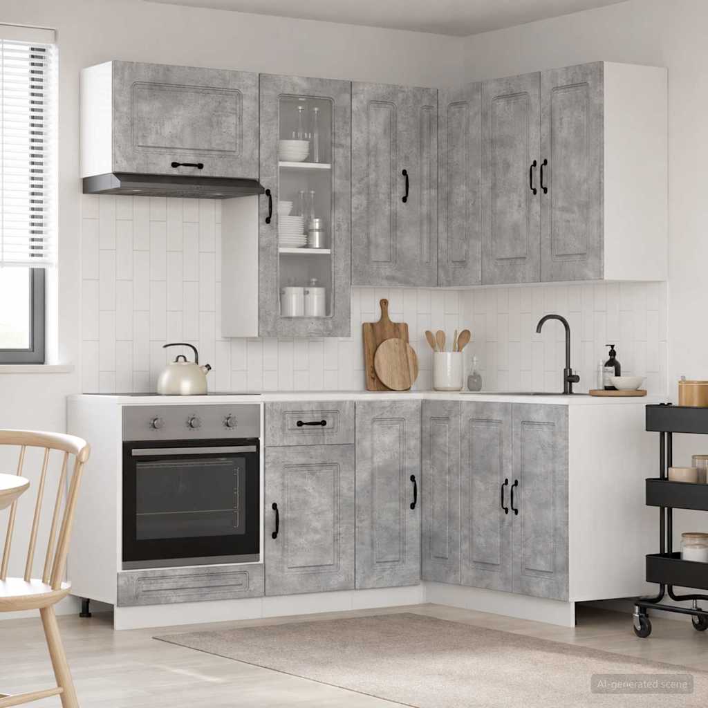 Kitchen Unit KALMAR 8 pcs Concrete Grey Engineered Wood