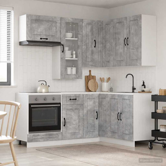 Kitchen Unit KALMAR 8 pcs Concrete Grey Engineered Wood