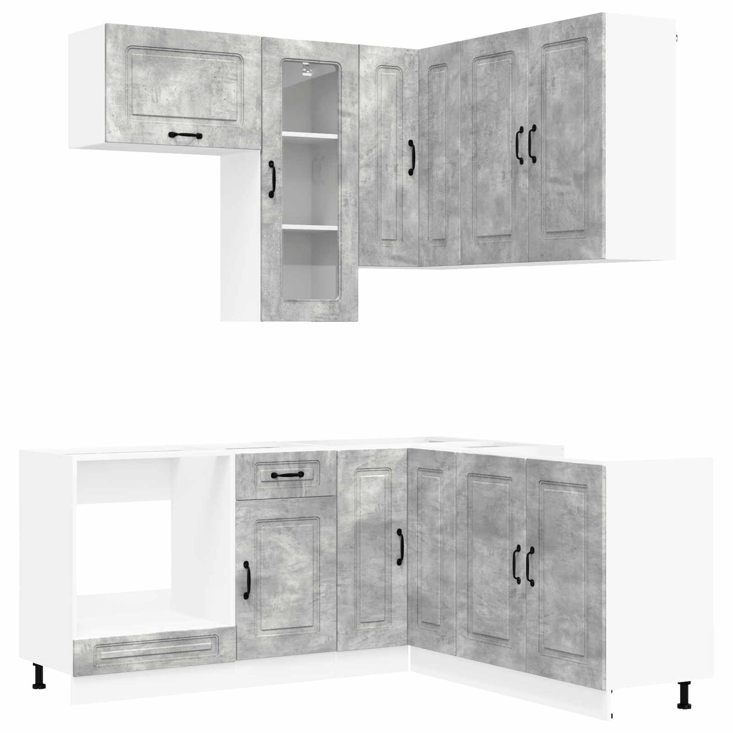 Kitchen Unit KALMAR 8 pcs Concrete Grey Engineered Wood