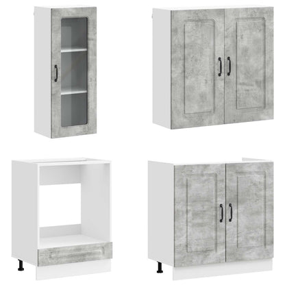 Kitchen Unit KALMAR 8 pcs Concrete Grey Engineered Wood