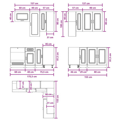 Kitchen Unit KALMAR 8 pcs Old Wood Engineered Wood