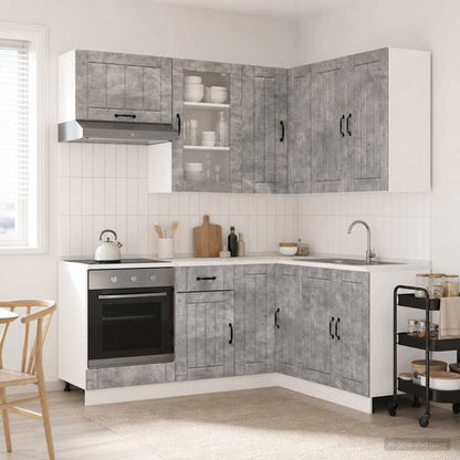 Kitchen Unit LUCCA 8 pcs Concrete Grey Engineered Wood
