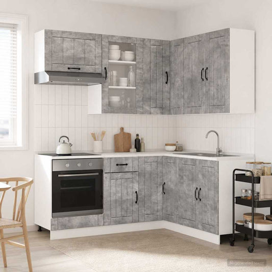 Kitchen Unit LUCCA 8 pcs Concrete Grey Engineered Wood