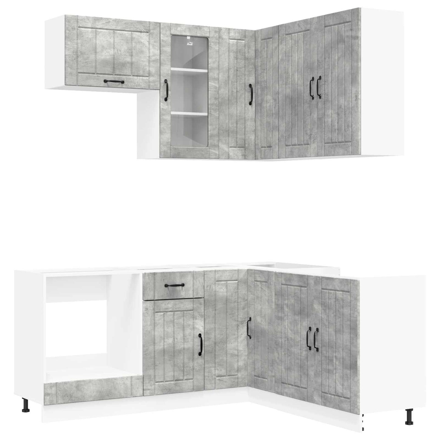 Kitchen Unit LUCCA 8 pcs Concrete Grey Engineered Wood