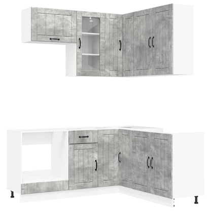 Kitchen Unit LUCCA 8 pcs Concrete Grey Engineered Wood