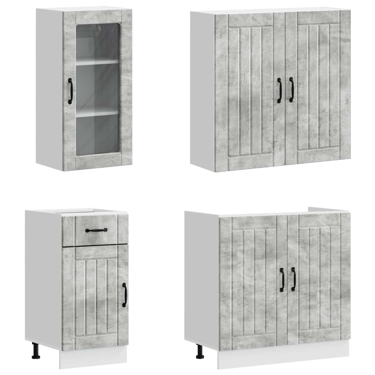 Kitchen Unit LUCCA 8 pcs Concrete Grey Engineered Wood