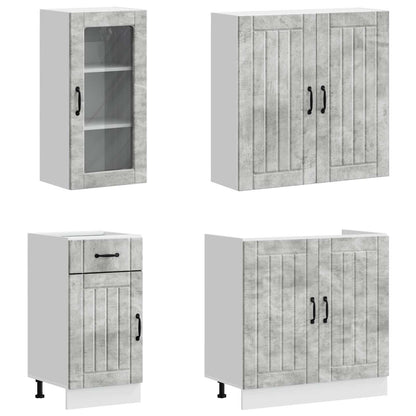 Kitchen Unit LUCCA 8 pcs Concrete Grey Engineered Wood