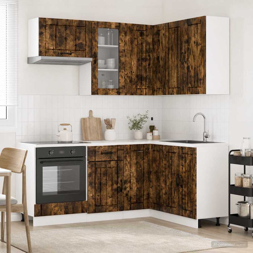 Kitchen Unit LUCCA 8 pcs Smoked Oak Engineered Wood