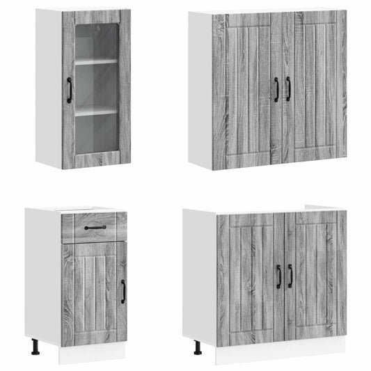 Kitchen Unit LUCCA 8 pcs Grey Sonoma Engineered Wood