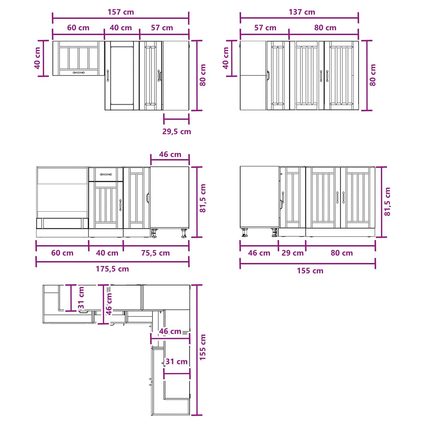 Kitchen Unit LUCCA 8 pcs Grey Sonoma Engineered Wood