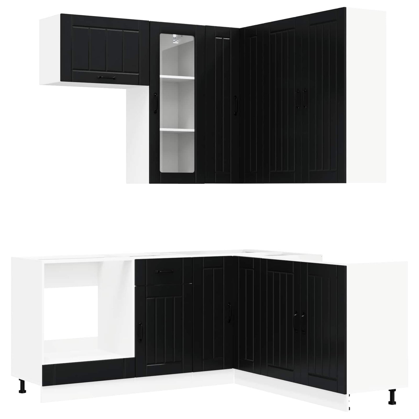 Kitchen Unit LUCCA 8 pcs Black Engineered Wood