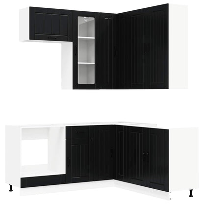 Kitchen Unit LUCCA 8 pcs Black Engineered Wood