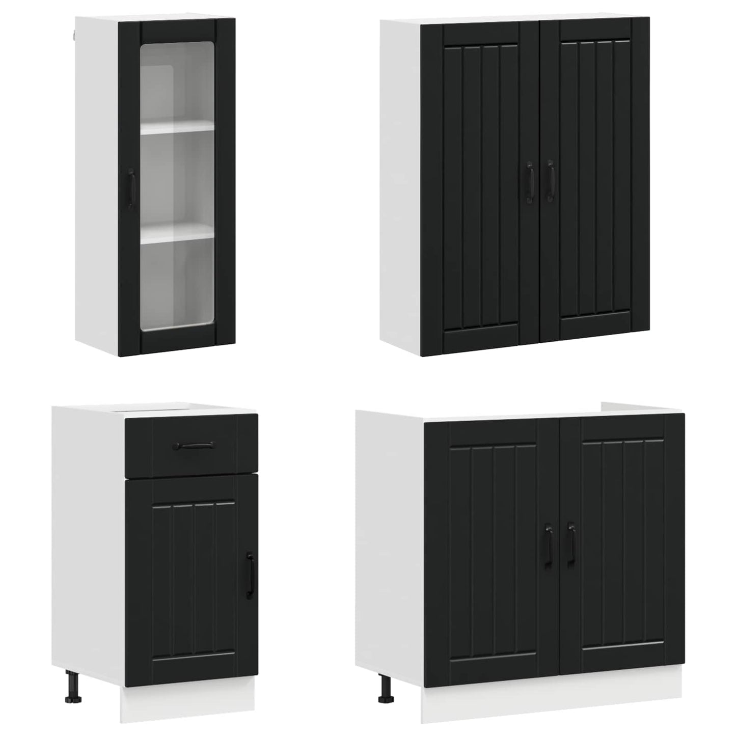 Kitchen Unit LUCCA 8 pcs Black Engineered Wood