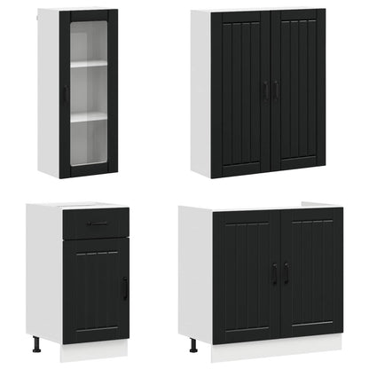 Kitchen Unit LUCCA 8 pcs Black Engineered Wood