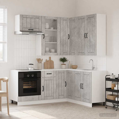 Kitchen Unit LUCCA 8 pcs Concrete Grey Engineered Wood