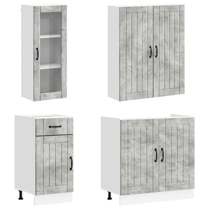 Kitchen Unit LUCCA 8 pcs Concrete Grey Engineered Wood