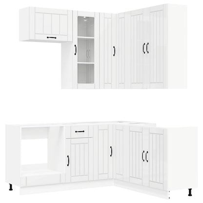 Kitchen Unit LUCCA 8 pcs High Gloss White Engineered Wood
