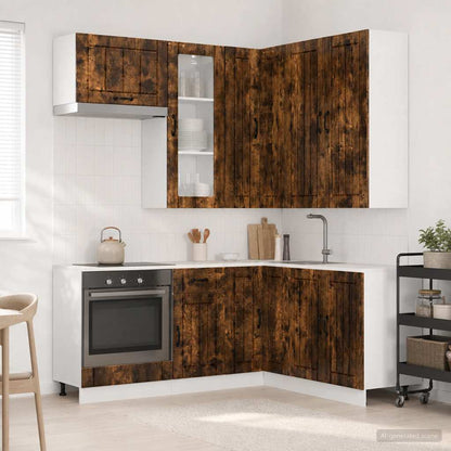 Kitchen Unit LUCCA 8 pcs Smoked Oak Engineered Wood