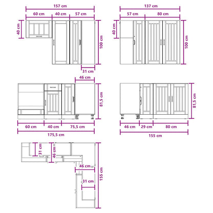Kitchen Unit LUCCA 8 pcs Smoked Oak Engineered Wood