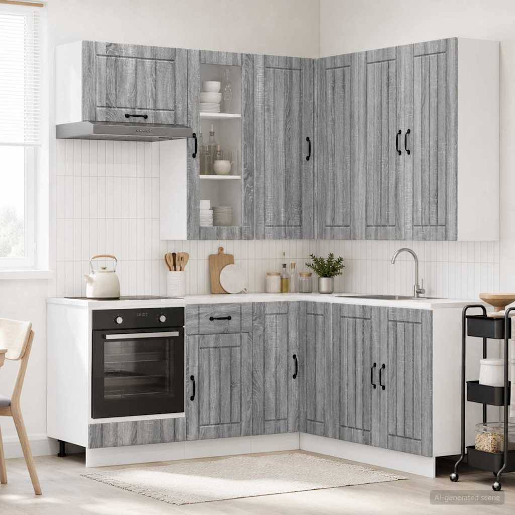 Kitchen Unit LUCCA 8 pcs Grey Sonoma Engineered Wood