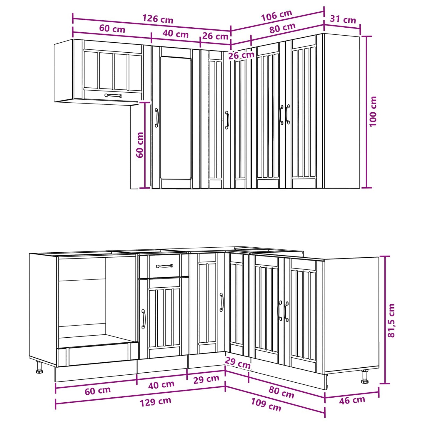 Kitchen Unit LUCCA 8 pcs Old Wood Engineered Wood