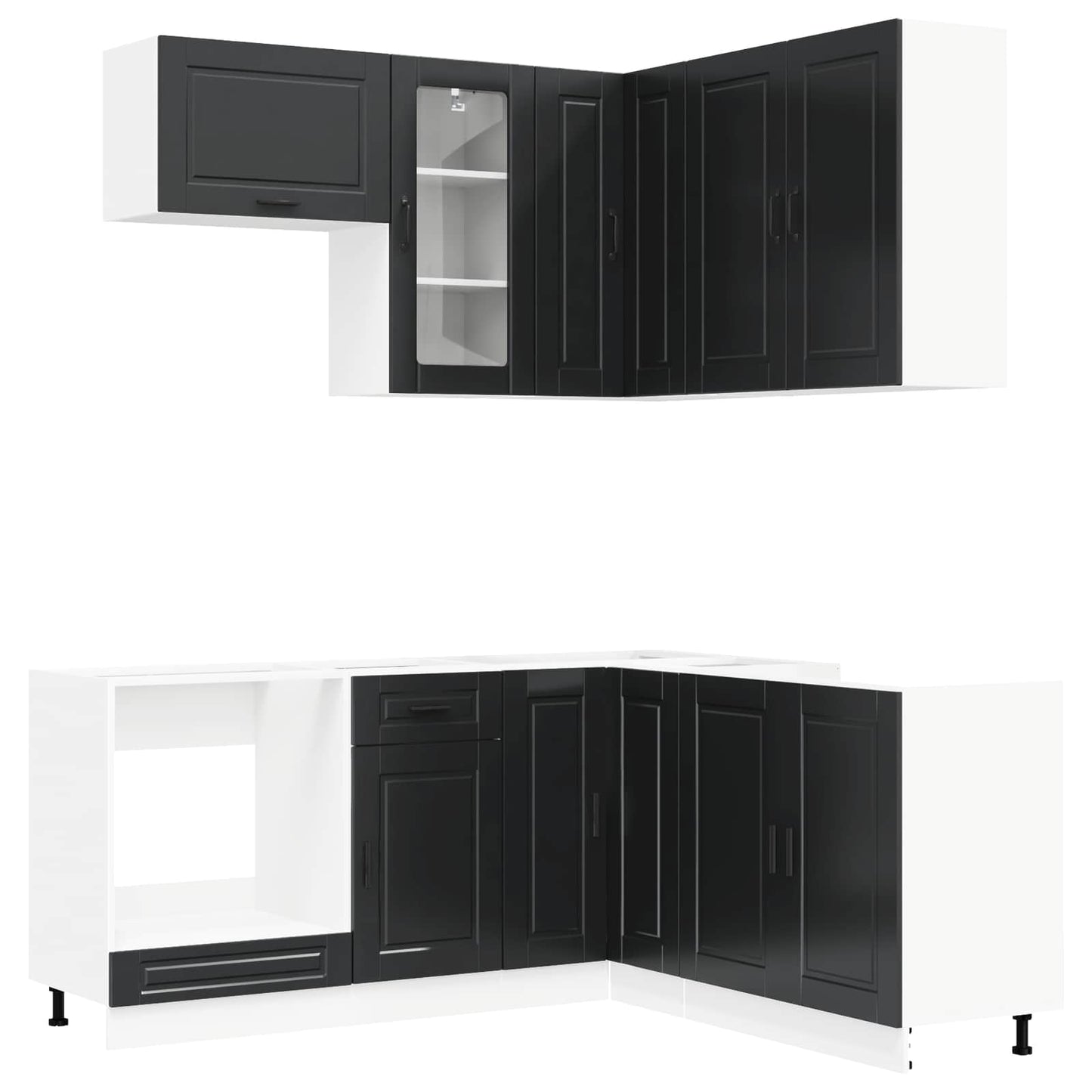 Kitchen Unit PORTO 8 pcs Black Engineered Wood