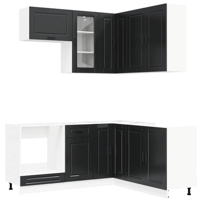 Kitchen Unit PORTO 8 pcs Black Engineered Wood
