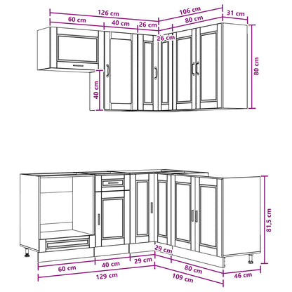 Kitchen Unit PORTO 8 pcs Black Engineered Wood