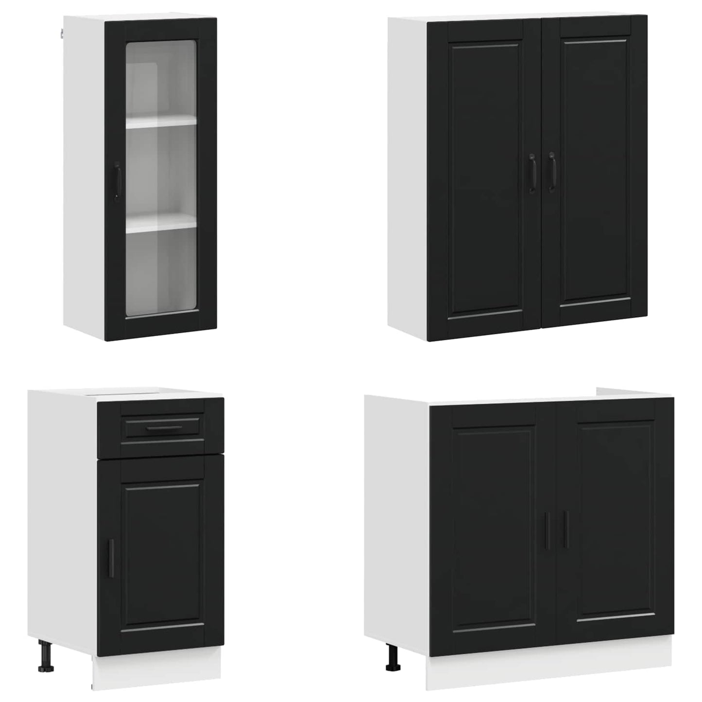 Kitchen Unit PORTO 8 pcs Black Engineered Wood