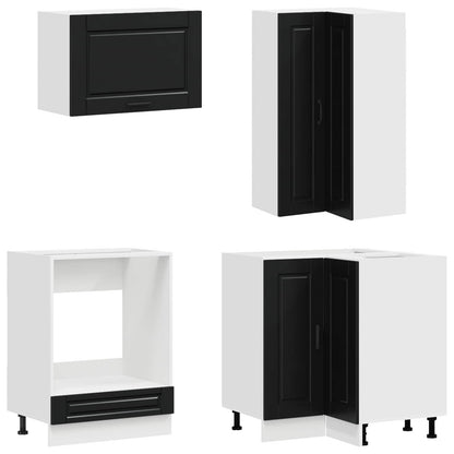 Kitchen Unit PORTO 8 pcs Black Engineered Wood