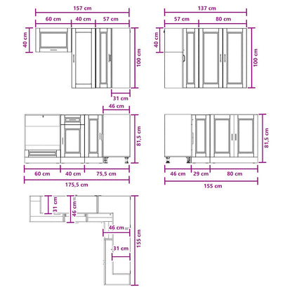 Kitchen Unit PORTO 8 pcs Black Engineered Wood