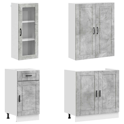 Kitchen Unit PORTO 8 pcs Concrete Grey Engineered Wood