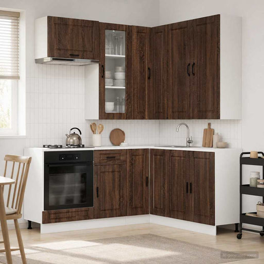 Kitchen Unit PORTO 8 pcs Brown Oak Engineered Wood