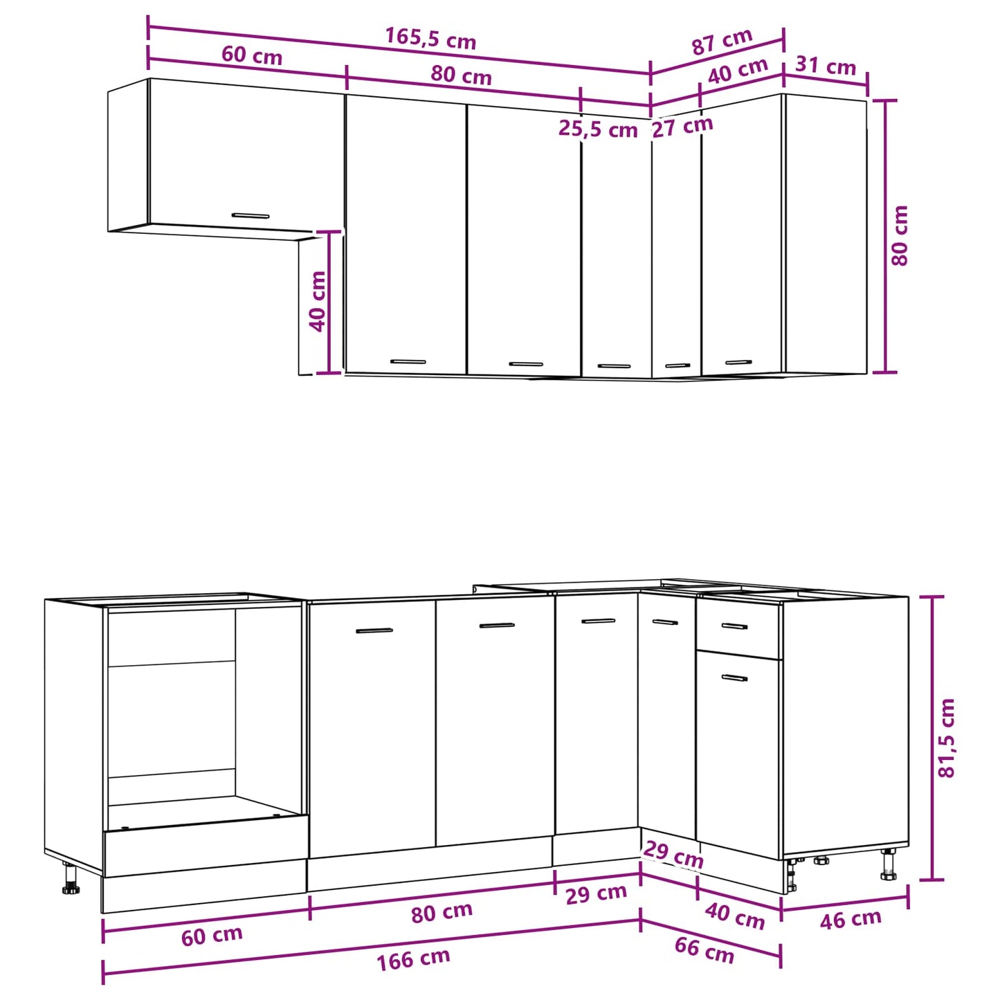 Kitchen Unit LYON 8 pcs White Engineered Wood