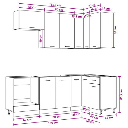 Kitchen Unit LYON 8 pcs White Engineered Wood